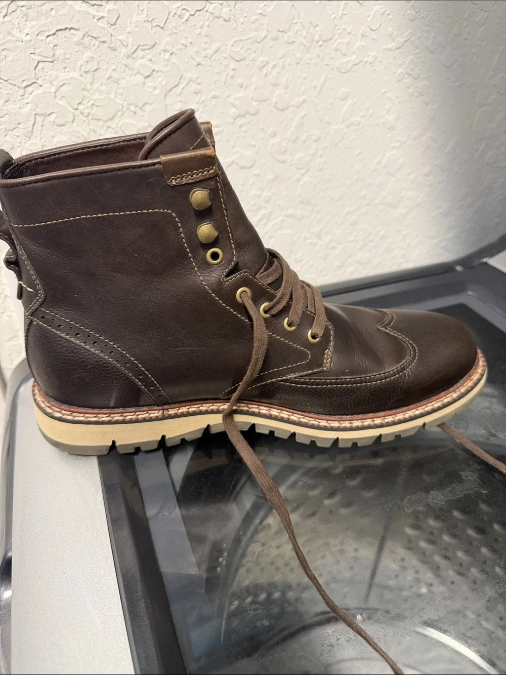 Timberland Men's Black Leather Lace-Up Work Boots